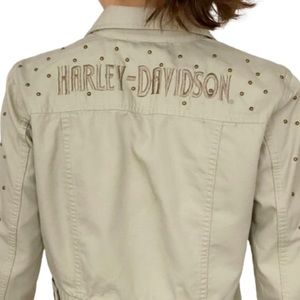 Harley Davidson Women’s Beige Button Up Studded Lightweight Jacket Size 3W